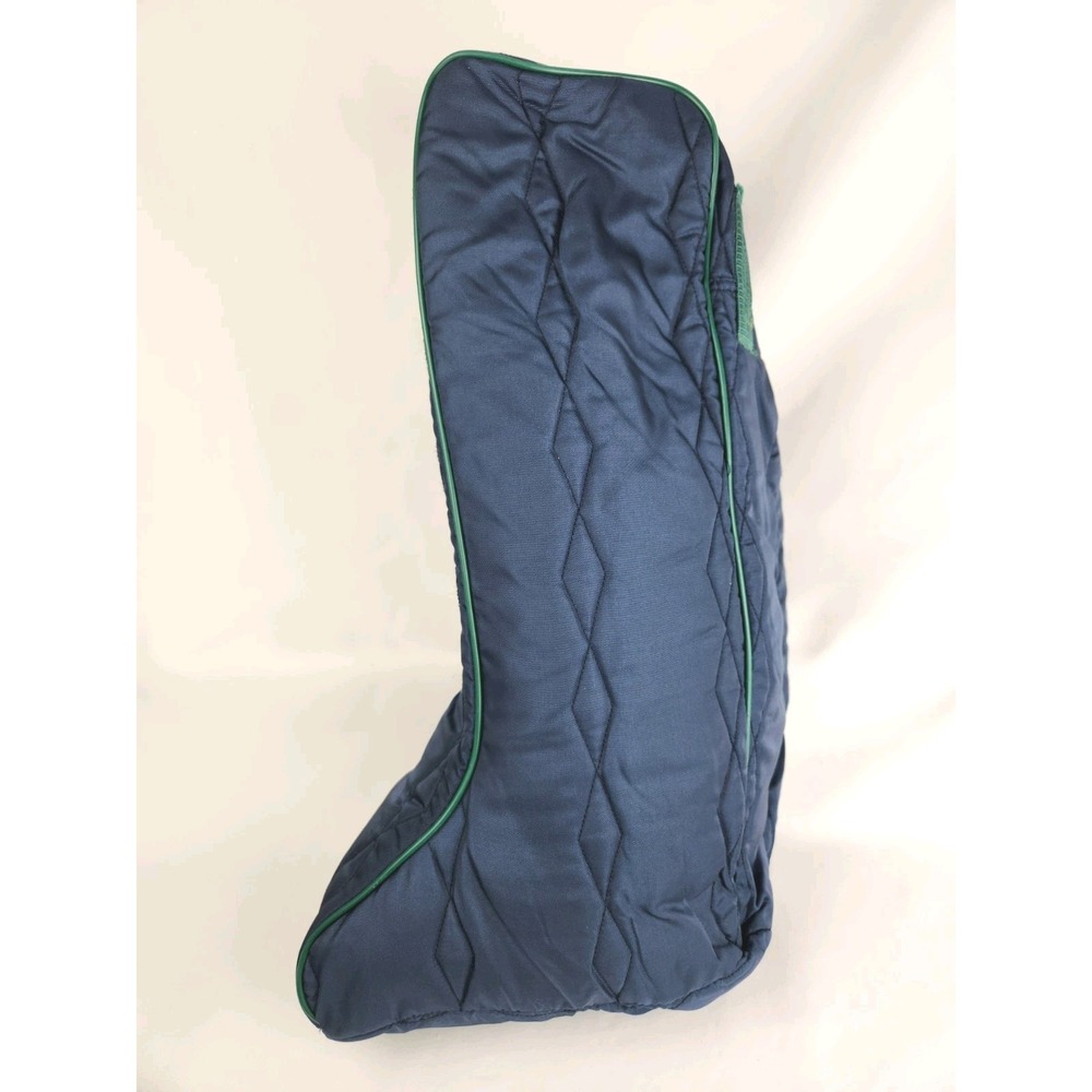 Vintage Equestrian Boot Travel Bag Show Quilted Padded English Navy Tall Case